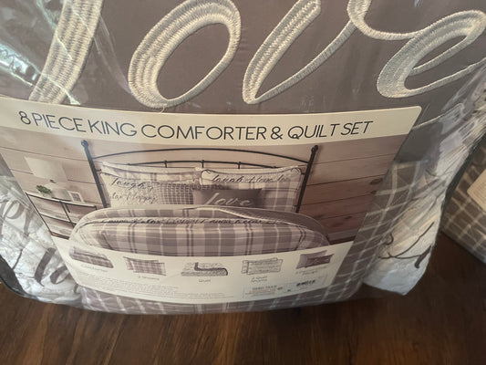 8 piece comforter set purple and grey